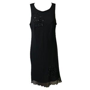 Robbie Bee Dress Petite Size 8P Sleeveless Black LBD Beads Sequins Lined Vintage